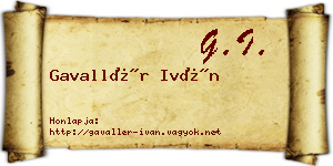 Gavallér Iván névjegykártya
